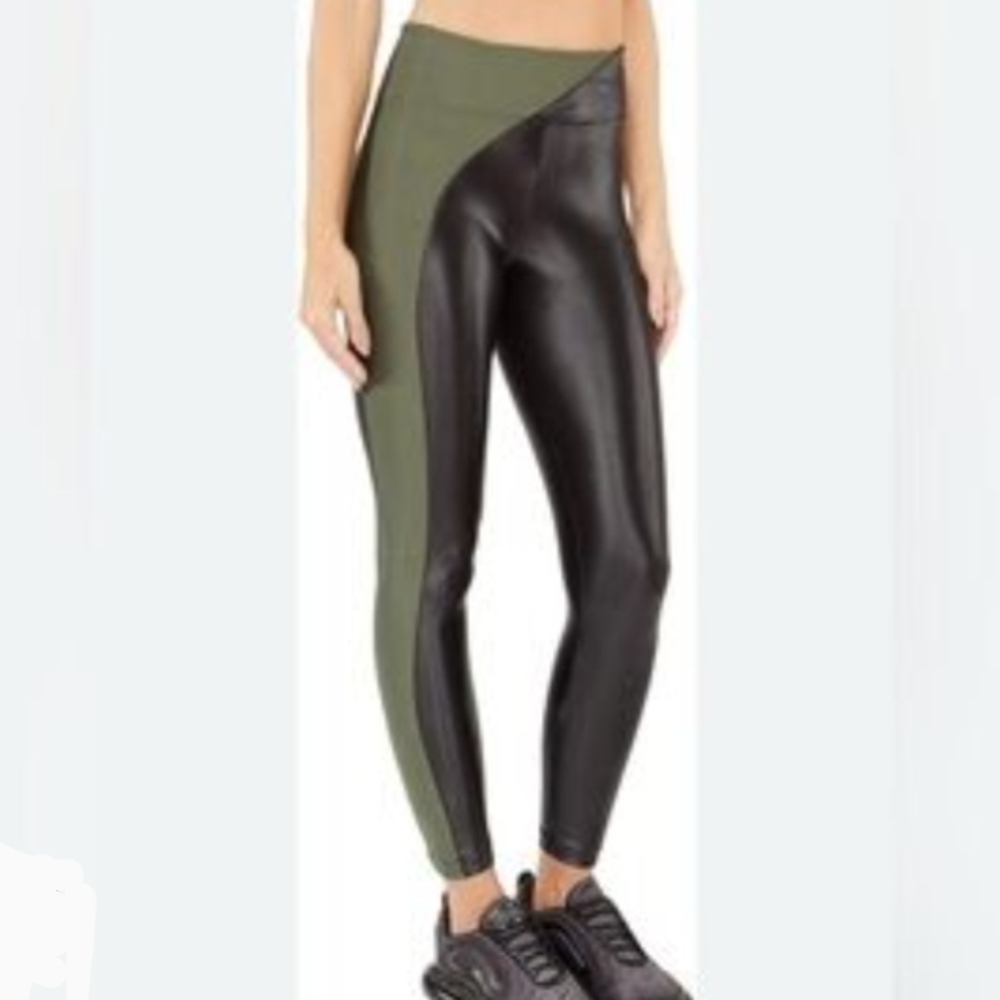 Koral Chase Limitless High Rise Infinity Leggings Black & Olive Green Size S New